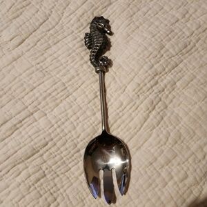 12 Inch Seahorse Serving Spoon Stainless Steel With Pewter Seahorse Handle